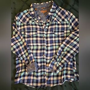 JACHS Girlfriend Blue and Green Checkered Shirt